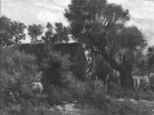 Cottages At Camiers Oil Painting by Francis Henry Richardson