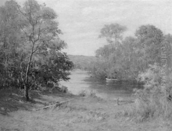 October Morning...ipswich Oil Painting by Francis Henry Richardson