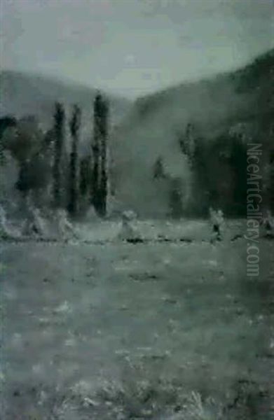 French Haystacks Oil Painting by Francis Henry Richardson