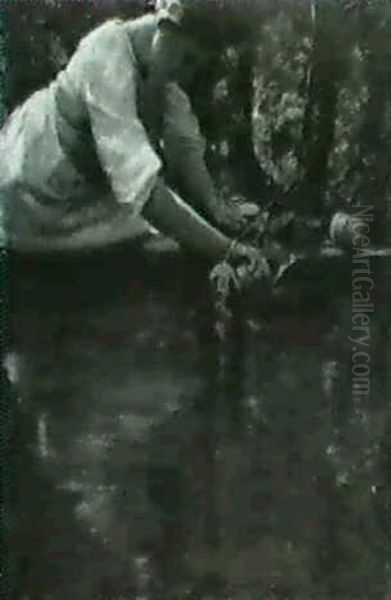 By The Orchard Pool Oil Painting by Mary Curtis Richardson