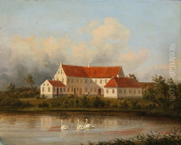 The Manor Odden In Vendsyssel, Northern Jutland Oil Painting by Ferdinand Richardt