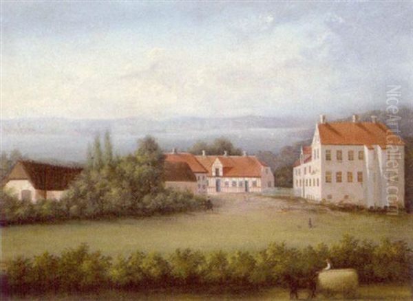 Udsigt Fra Barritskov Over Vejle Fjord Mod Munkebjerg Oil Painting by Ferdinand Richardt