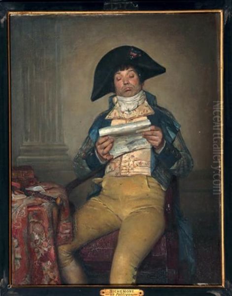 Homme Au Journal Oil Painting by Richemont, Alfred Paul Marie