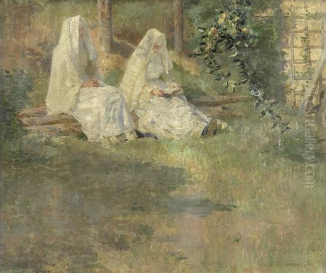 La Lecture Oil Painting by Richemont, Alfred Paul Marie