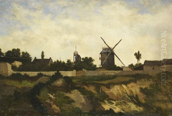 Les Moulins De Montmartre Oil Painting by Leon Richet