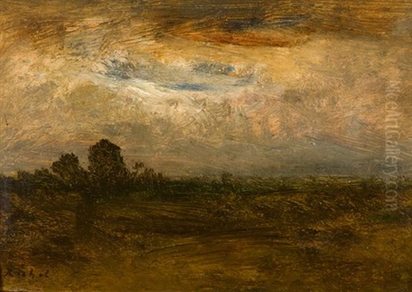Landschaft Bei Aufziehendem Gewitter Oil Painting by Leon Richet