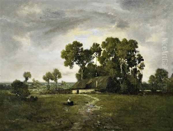 Landschaft Mit Bauernhaus Oil Painting by Leon Richet