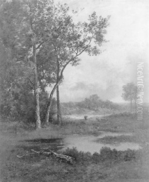 Paysage A La Mare Oil Painting by Leon Richet