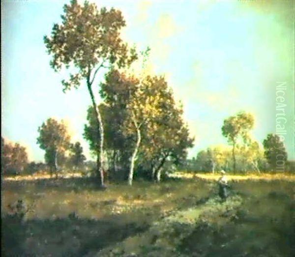 Faggot Gatherer On A Path Oil Painting by Leon Richet