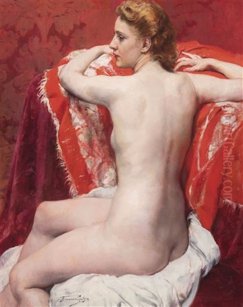Seated Nude Oil Painting by Herman Richir