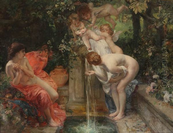 La Fontaine Des Amours Oil Painting by Herman Richir