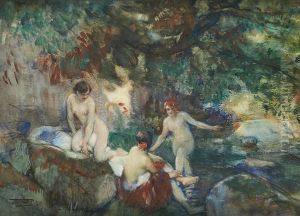 Baigneuses Oil Painting by Herman Richir