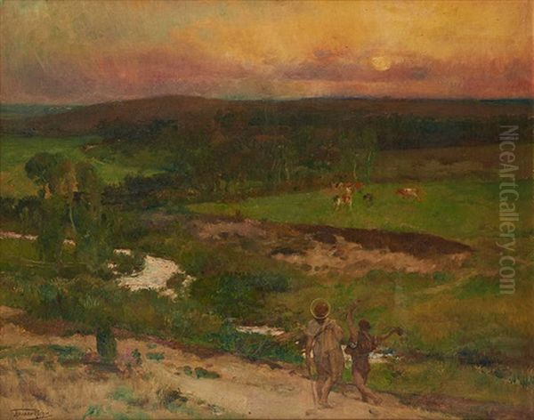 Le Retour De Tobie Oil Painting by Herman Richir