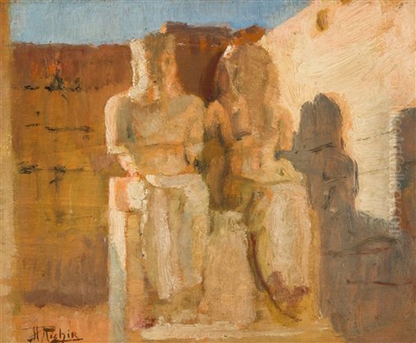 Dans Le Temple De Luxor Oil Painting by Herman Richir