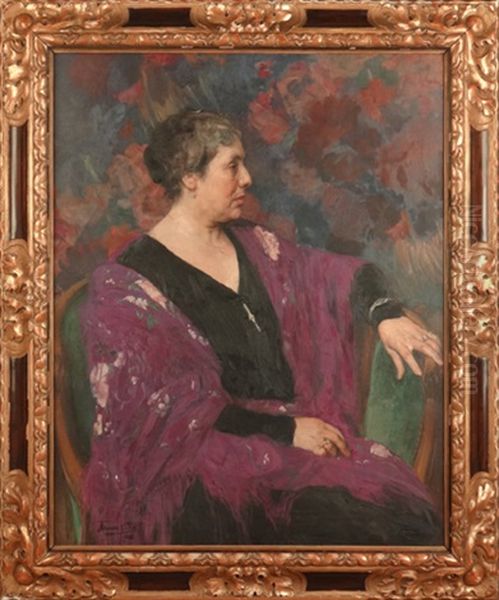Portrait De Dame Assise Oil Painting by Herman Richir