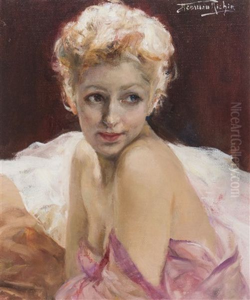 Portrait D'une Jeune Dame Oil Painting by Herman Richir