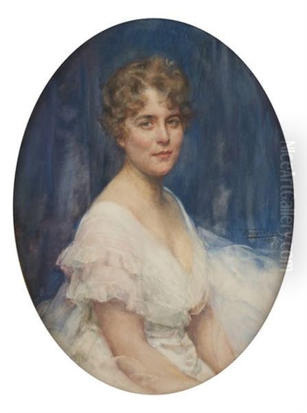 Jeune Femme Sur Fond Bleu Oil Painting by Herman Richir