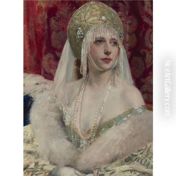 La Fee Des Neiges Oil Painting by Herman Richir