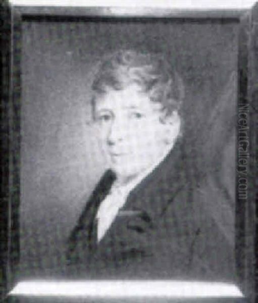 Gentleman In Black Coat, White Waistcoat And Cravat Oil Painting by Thomas Junior Richmond