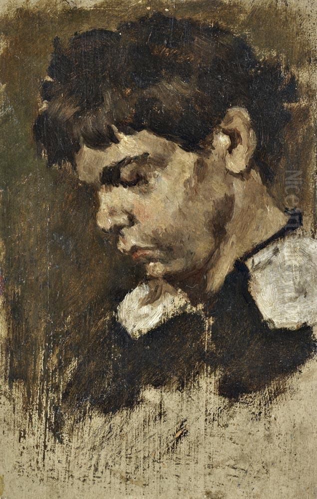 Estudo Para 'rapaz Com Traje De Fantasia' Oil Painting by Columbano Bordalo Pinheiro