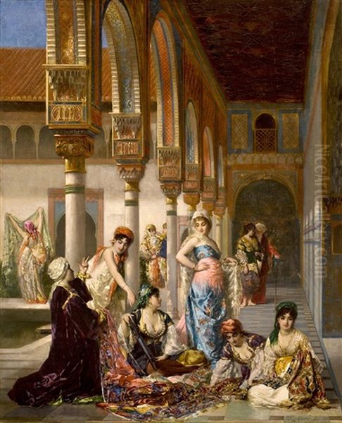 Christus Und Die Samariterin Am Brunnen (joh. 4, 16, 32-34) Mittle U. Oil Painting by Edouard Frederic Wilhelm Richter