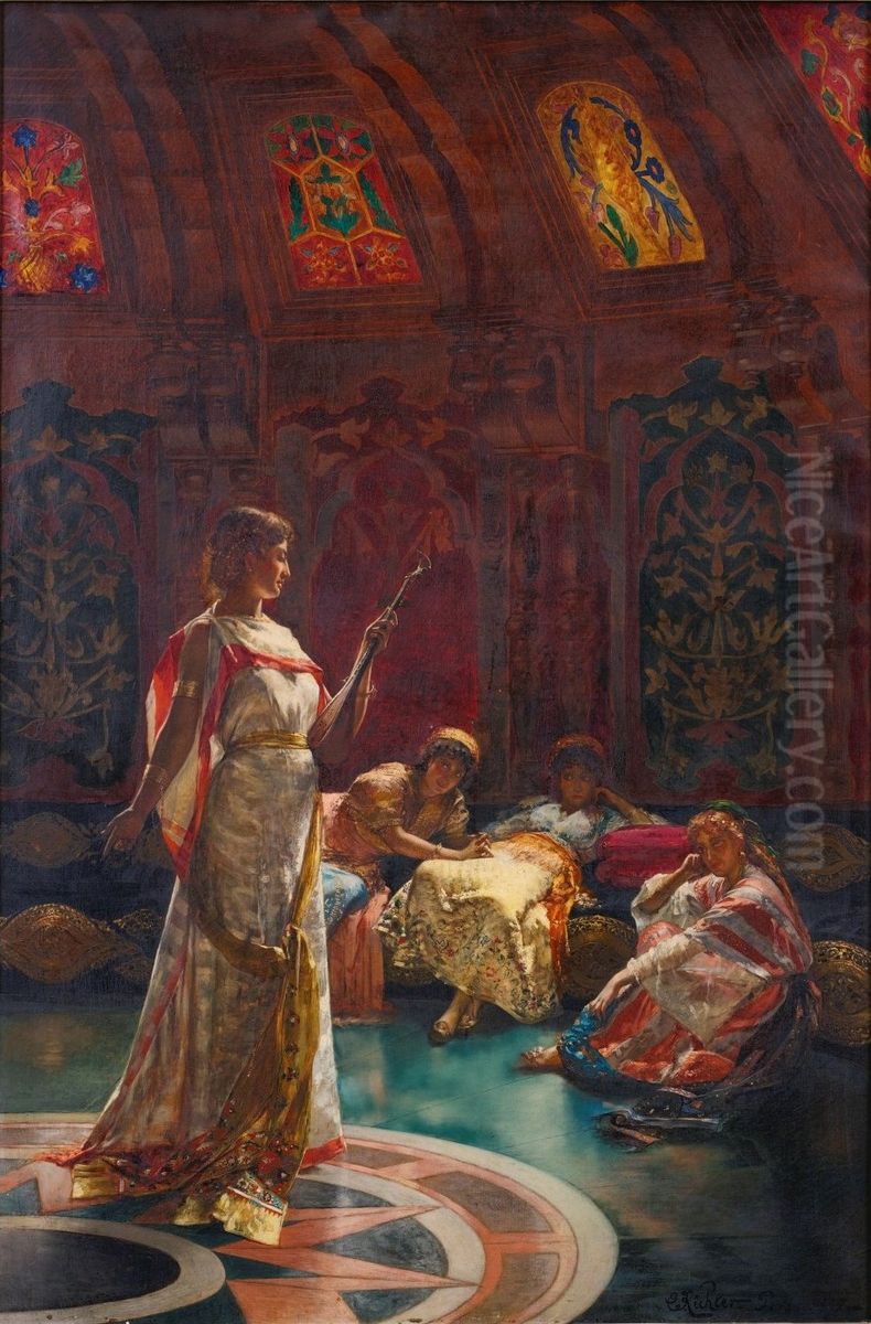 The Four Rivals Oil Painting by Edouard Frederic Wilhelm Richter