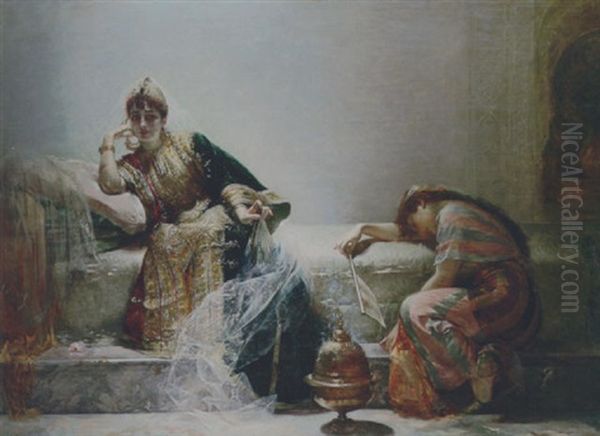 Within The Harem Oil Painting by Edouard Frederic Wilhelm Richter