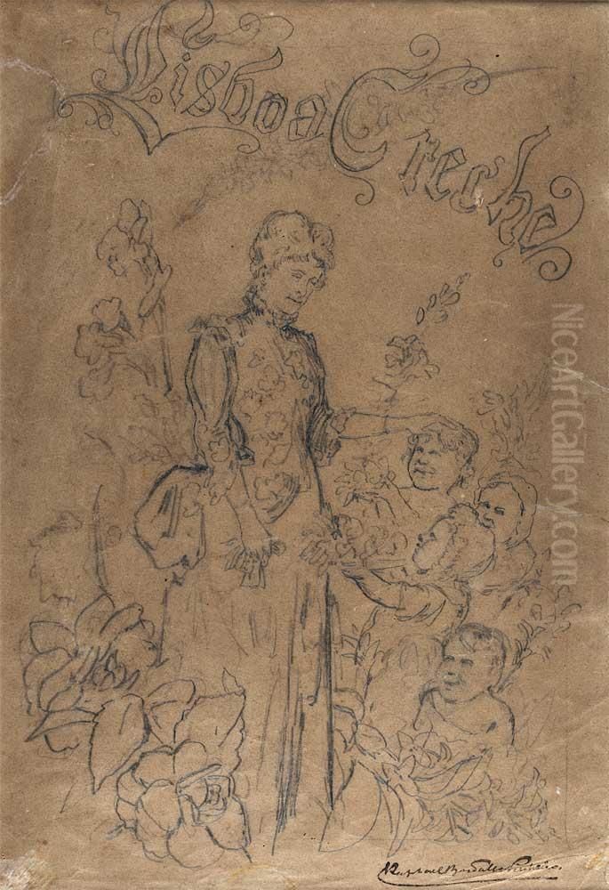 Lisboa Creche Oil Painting by Raphael Bordalo-Pinheiro