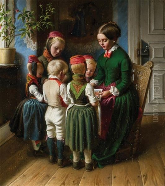 Story Hour Oil Painting by Gustav Richter