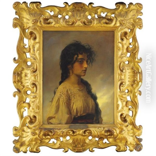 Neopolitan Girl Oil Painting by Gustav Richter