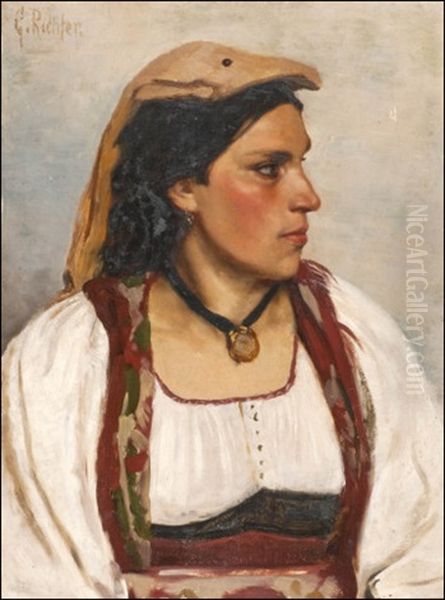Peasant Girl Oil Painting by Gustav Richter