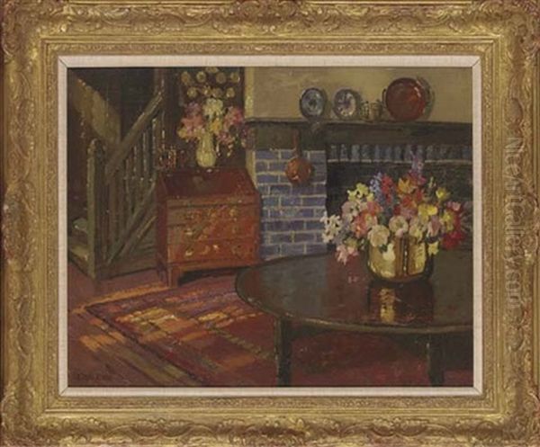 A Cottage Interior, Blewberry, Berkshire Oil Painting by Herbert Davis Richter