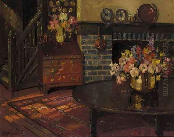 Cottage Interior, Blewbury, Berkshire Oil Painting by Herbert Davis Richter