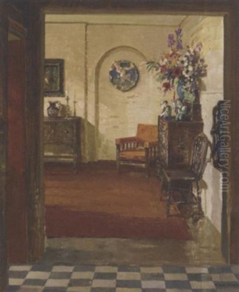 A Simple Room Oil Painting by Herbert Davis Richter