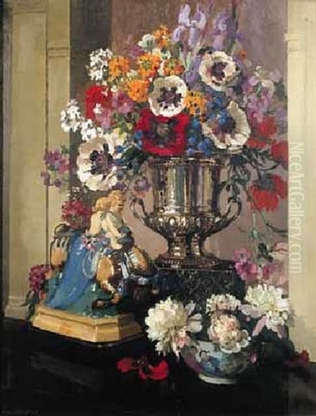 Floral Still Life Oil Painting by Herbert Davis Richter