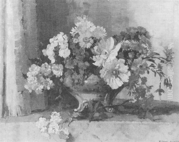 Still Life Of Flowers In A Porcelain Vase Oil Painting by Herbert Davis Richter