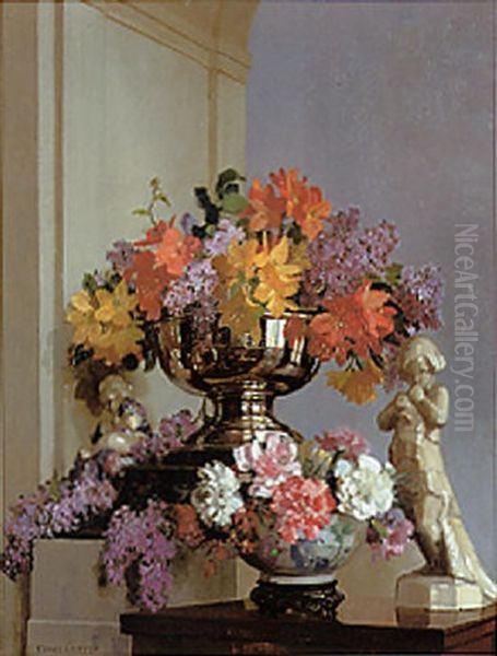 Mixed Still Life Oil Painting by Herbert Davis Richter
