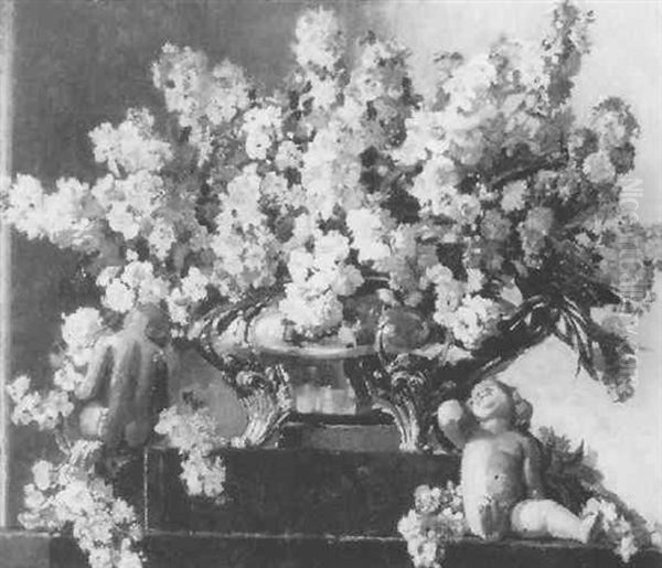 Stocks In A Silver Bowl Oil Painting by Herbert Davis Richter