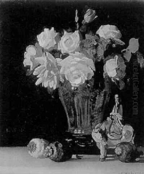 Roses In A Venetian Vase Oil Painting by Herbert Davis Richter