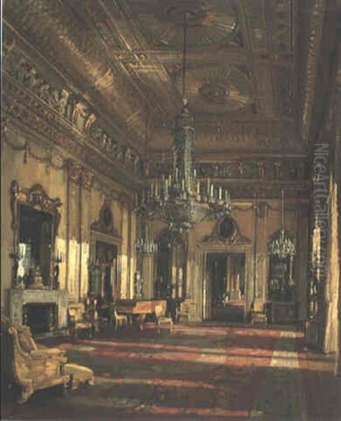 The White Drawing Room, Buckingham Palace Oil Painting by Herbert Davis Richter