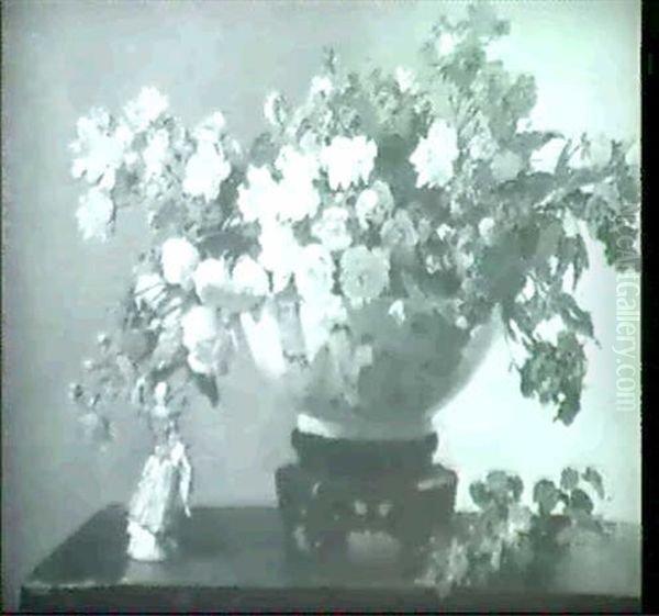 Polyanthea In A Chinese Bowl Oil Painting by Herbert Davis Richter