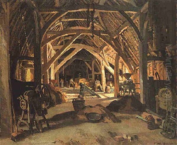 Barn Interior, Berkshire Oil Painting by Herbert Davis Richter