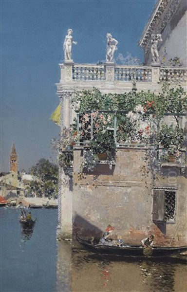 Venezianische Kanalpartie Oil Painting by Martin Rico y Ortega