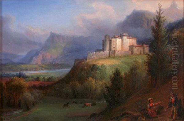 Chateau Baillard A Poncharra Oil Painting by Francois Edme Ricois