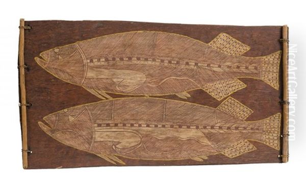 Untitled (barramundi) Oil Painting by Louis Marie Joseph Ridel