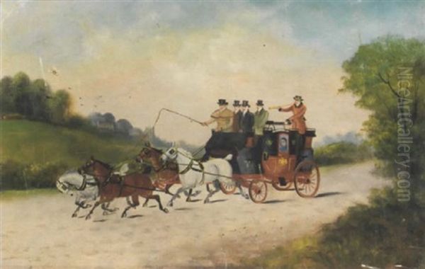 Coaching Scene Oil Painting by Philip H. Rideout