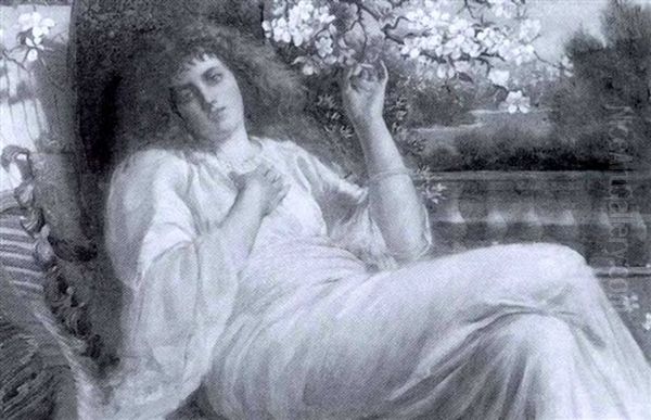 Portrait Of The Artist's Wife Oil Painting by Matthew White Ridley