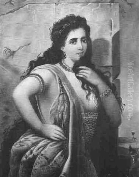 Staende Ung Sydlandsk Kvinde Oil Painting by Arthur Riedel