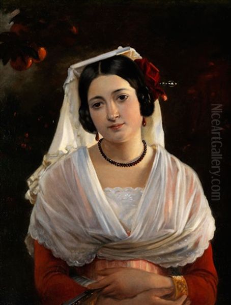 Bildnis Der Felice Berardi Aus Albano Oil Painting by August Riedel