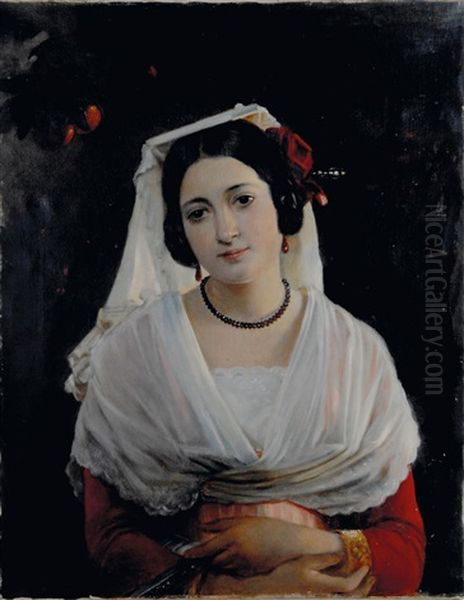 Portrait Felice Berardi Aus Albano Oil Painting by August Riedel
